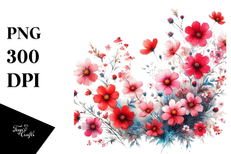 Red Flower Clipart Image 19