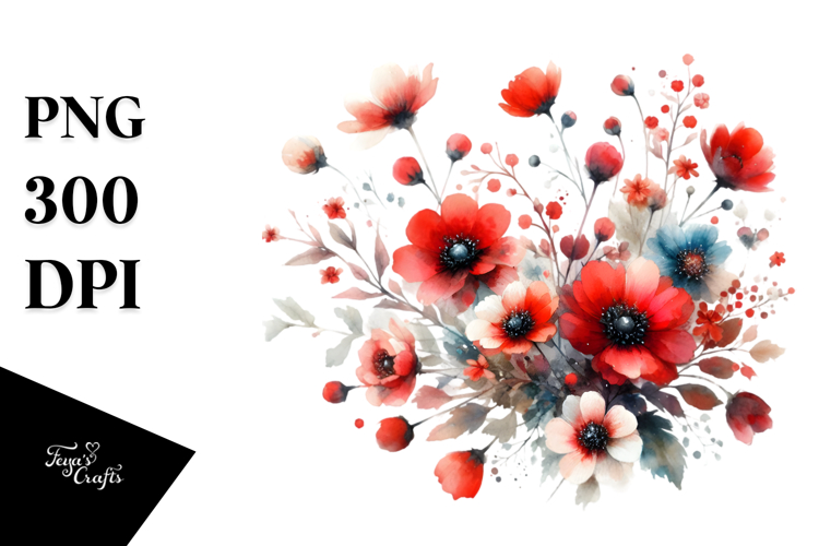 Red Flower Clipart Image 17
