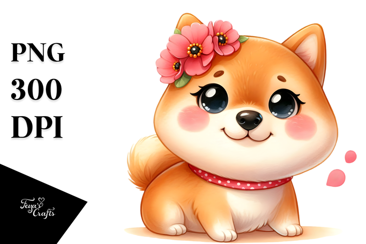 Cute Shiba Inu Watercolor PNG