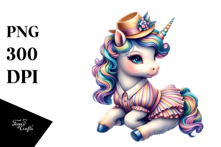 Colorful Baby Unicorn in Swing Dancers Attire PNG