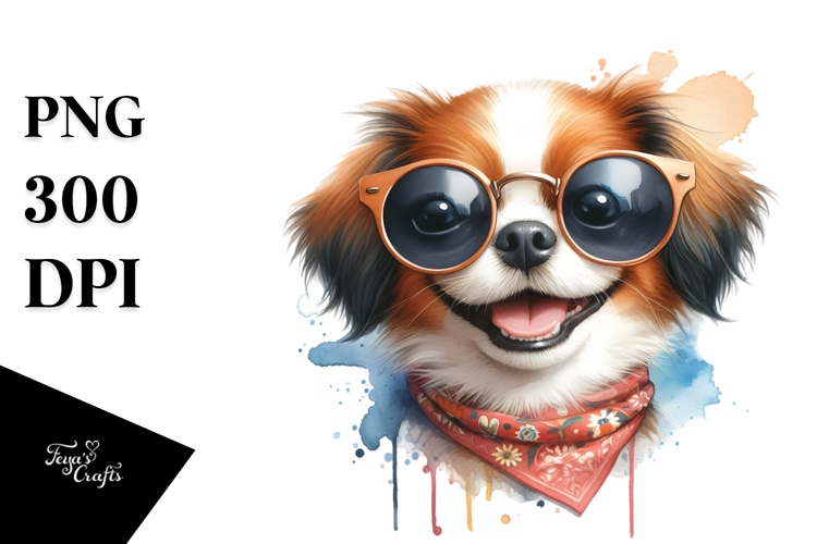 Funny Dog with Funny Sunglasses PNG