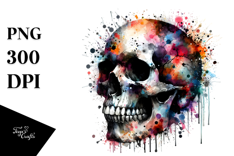 Colorful Grungy Skull PNG