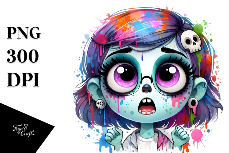 Funny Ghoul Girl Cartoon, PNG