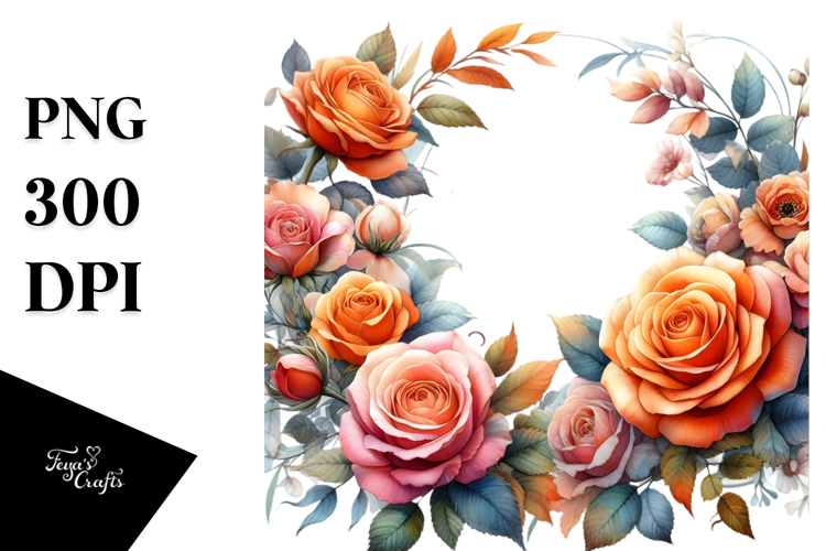 Colorful Orange Roses Horizontal Frame