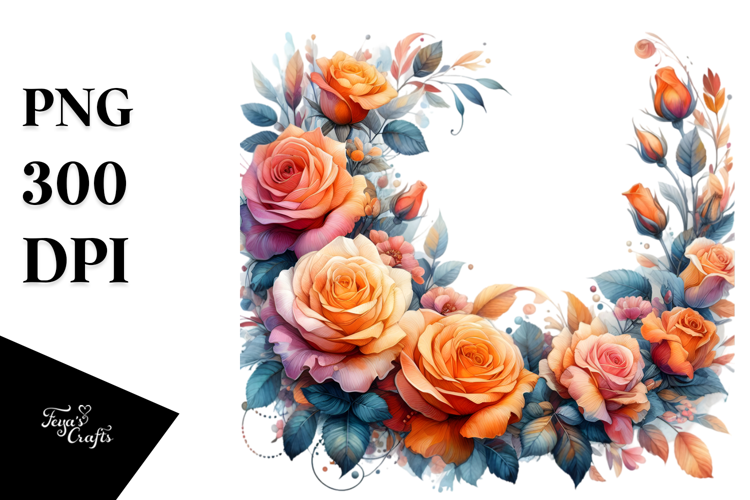 Colorful Orange Roses Horizontal Frame