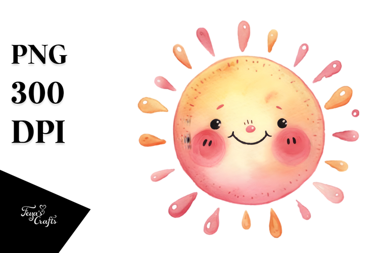 Watercolor Whimsical Sun PNG