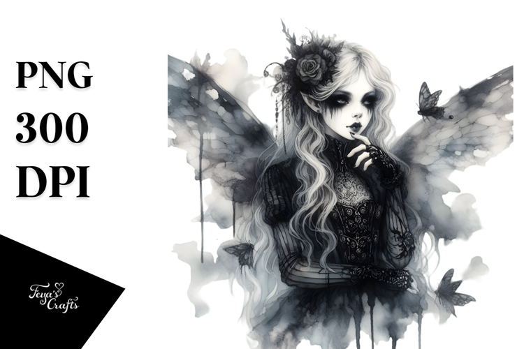 Washed Watercolor Gothic Fairy, Transparent PNG