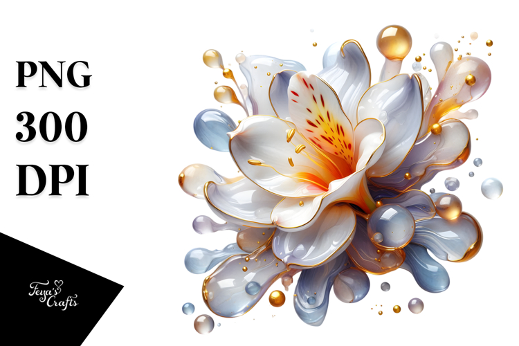 Abstract -Like Freesia with Golden Insertions PNG