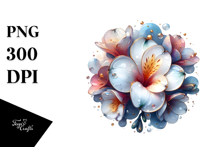 Abstract -Like Freesia with Golden Insertions PNG