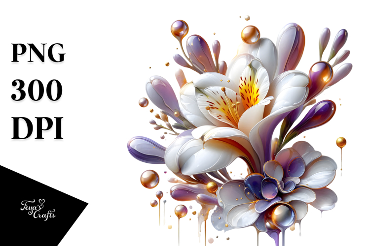 Abstract -Like Freesia with Golden Insertions PNG