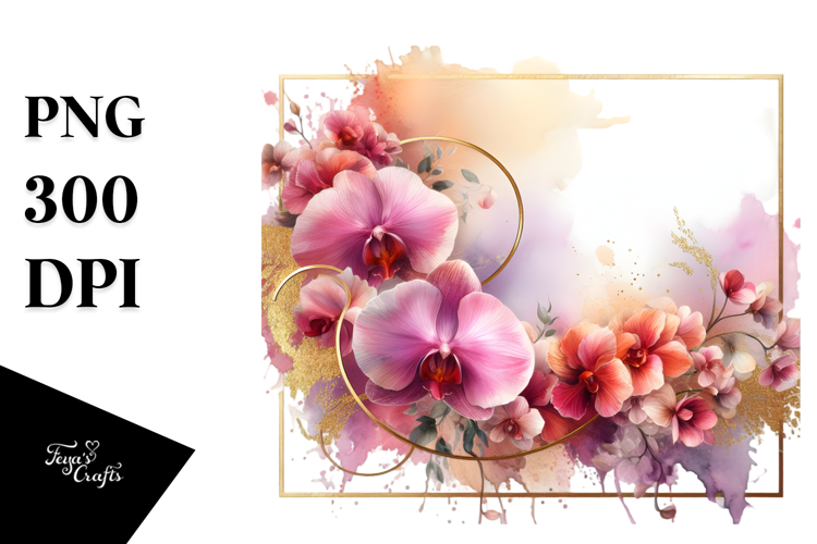 Vibrant Abstract Frame with Orchid Foil