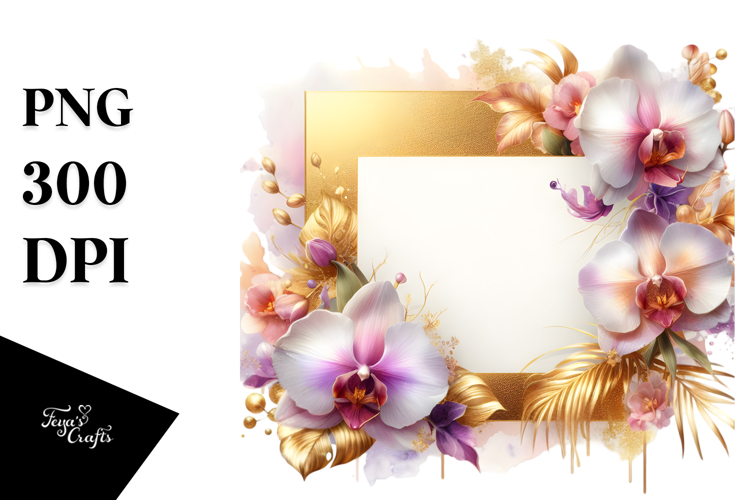 Vibrant Abstract Frame with Orchid Foil