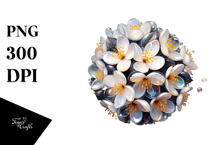 Abstract -Like Jasmine with Golden Insertions PNG