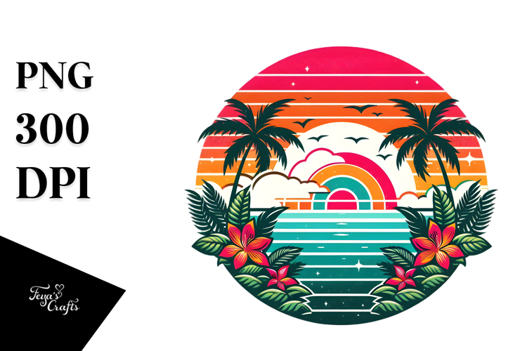 Tropical Rainbow Sunset, 20 oz Tumbler PNG