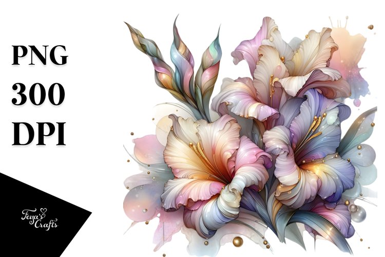 Gladiolus Watercolor Splash PNG example image 1