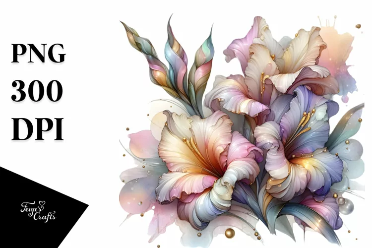 Gladiolus Watercolor Splash PNG