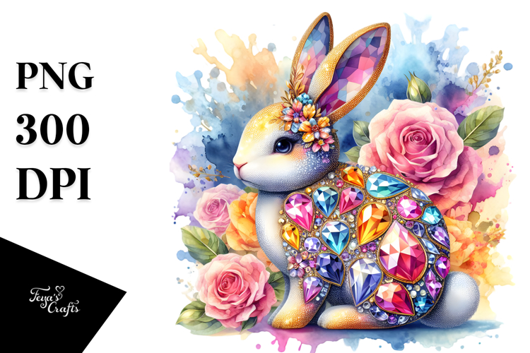 Colorful Bunny made of Diamonds PNG