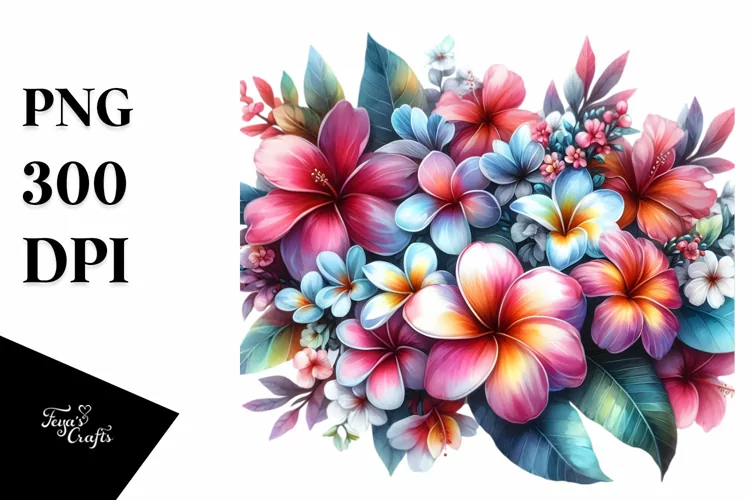 Colorful Watercolor with Glossy Petals
