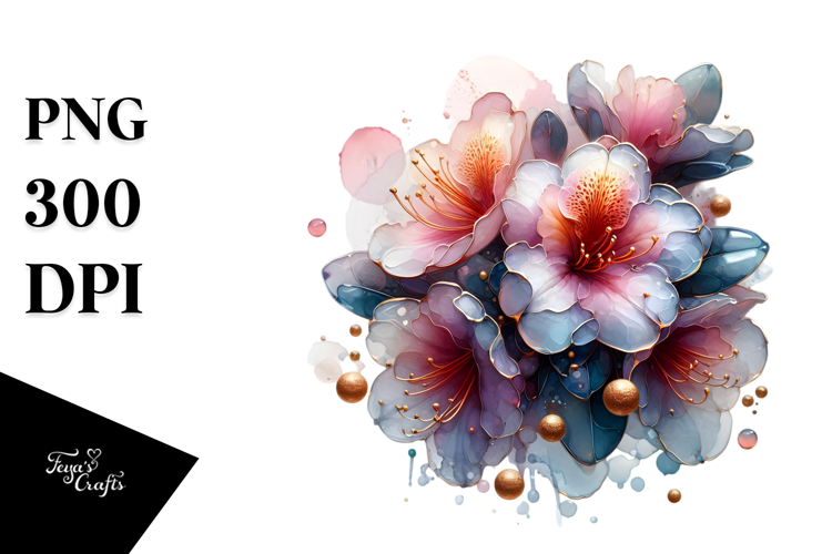 Abstract -Like Rhododendron with Golden Insertions PNG