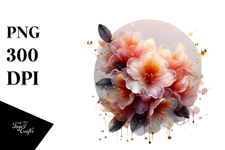 Abstract Rhododendron Watercolor PNG