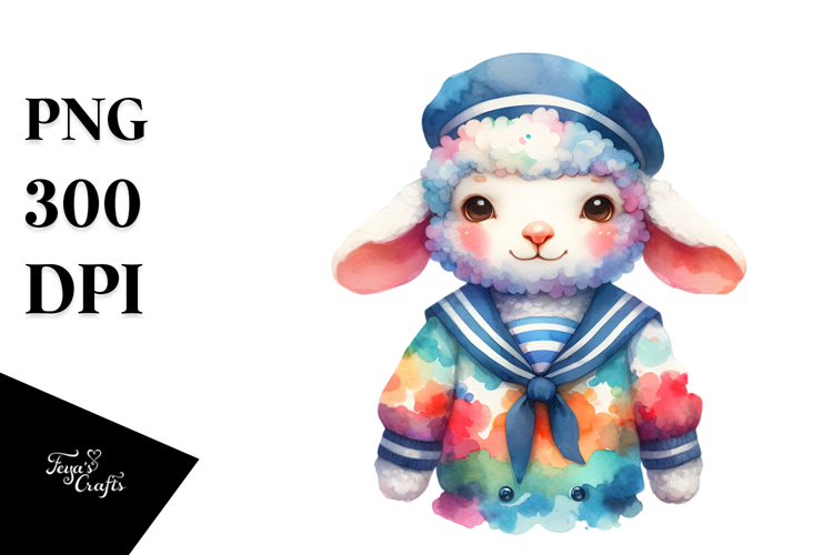 Colorful Lamb Sailor Suit Clipart