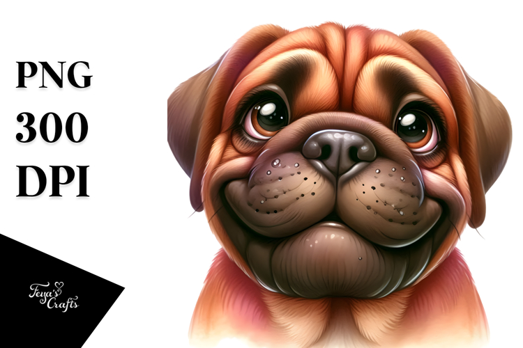 Cute Bullmastiff, Watercolor PNG