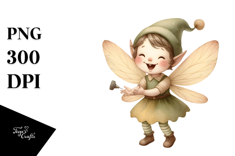Watercolor Vintage Funny Fairy