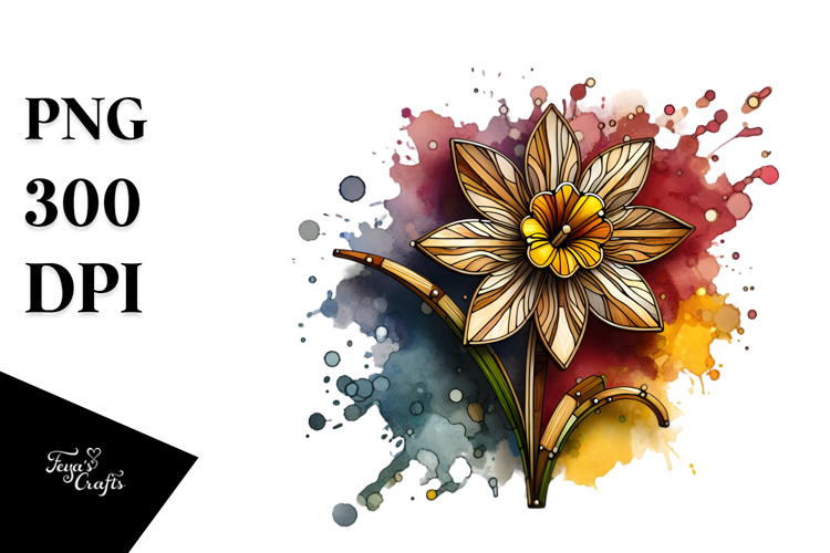 Abstract Stained Daffodil | Sublimation | Clipart