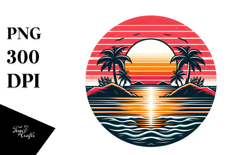 Tropical Island Sunset, 20 oz Tumbler PNG