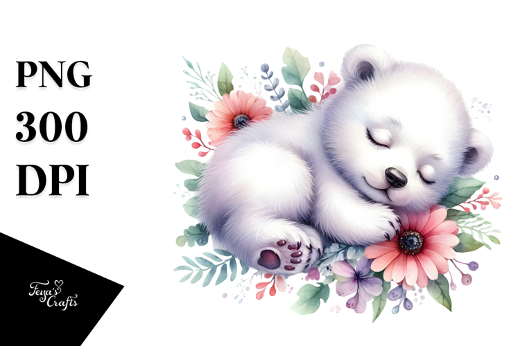 Baby Polar Bear Digital Watercolor PNG