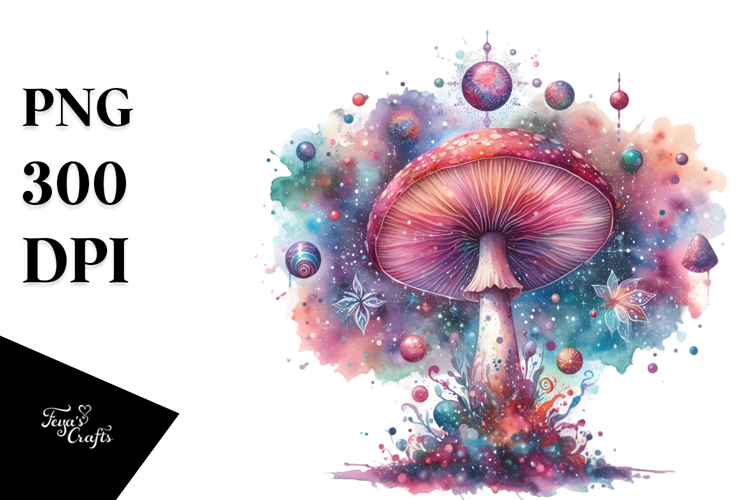 Colorful Magical Mushroom Watercolor Clipart Title