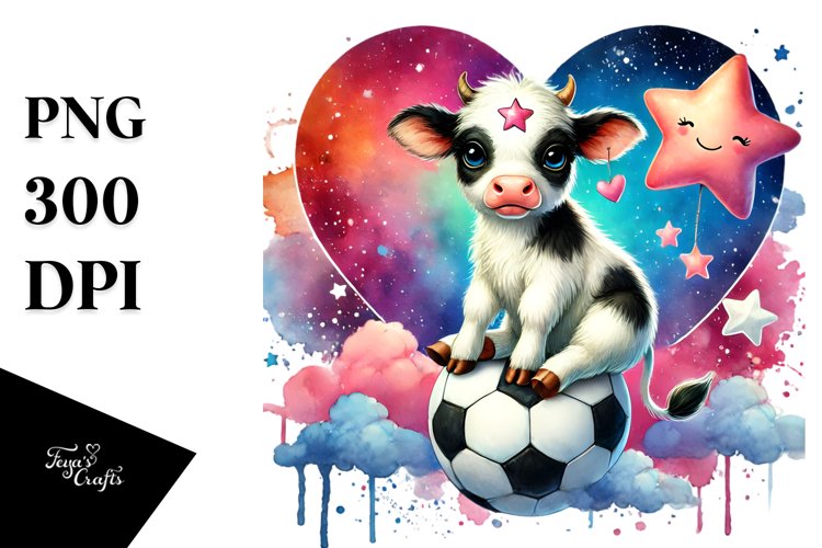 Baby Cow with Heart PNG
