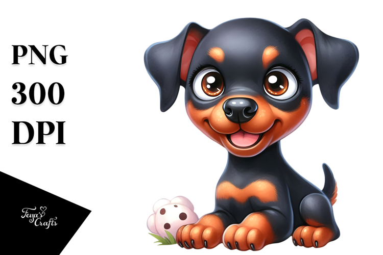 Cute Cartoon Doberman Pinscher PNG