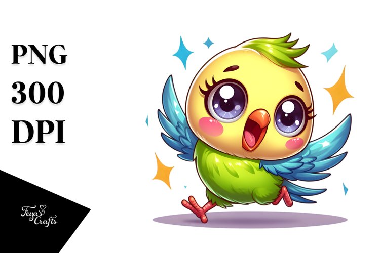 Colorful Crazy Baby Budgerigar Clipart