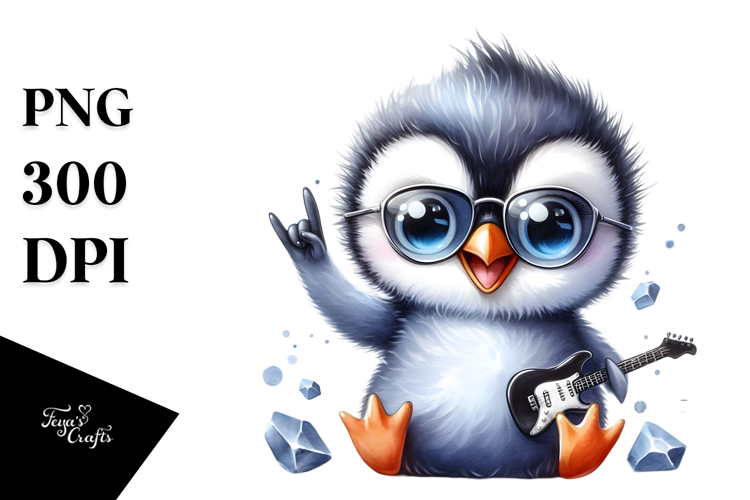 Cute Penguin with Rocker Look, High-Res PNG