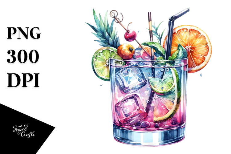 Watercolor Cocktail Clipart Image 12