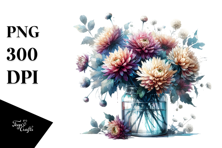 Abstract Jar Chrysanthemum | Clipart