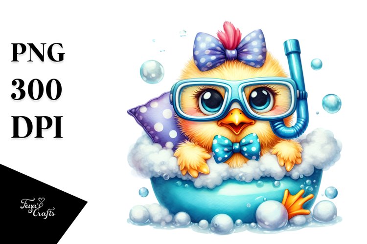 Vibrant Watercolor Goofy Cute Baby Chicken PNG