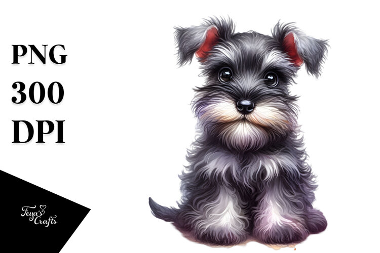 Adorable Miniature Schnauzer, PNG example image 1