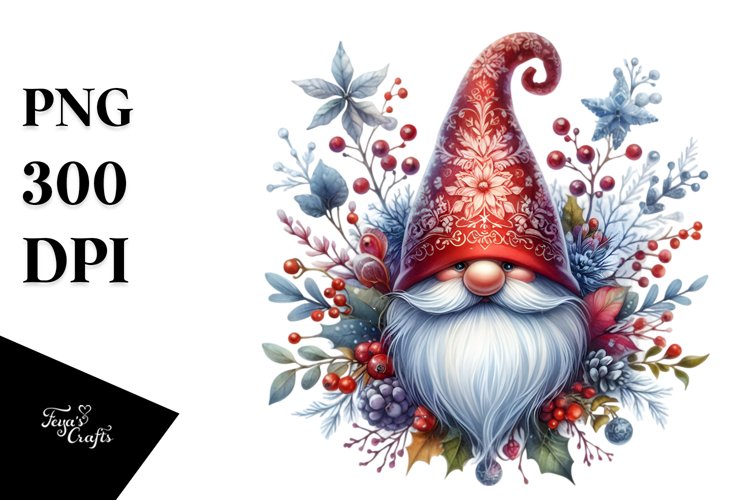 Winter Gnome,Watercolor PNG example image 1