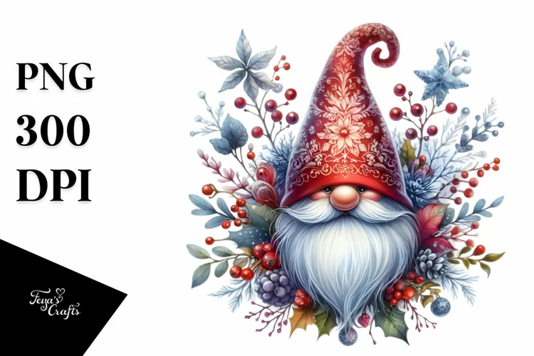 Winter Gnome,Watercolor PNG