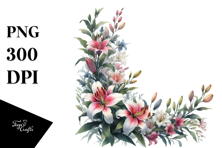 Vibrant Floral Frame Lily | Clipart