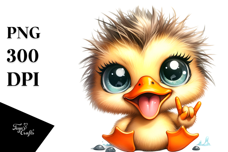 Energetic Duck with Rocker Look, High-Res PNG