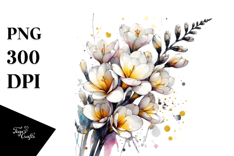 y Freesia Watercolor Splash PNG