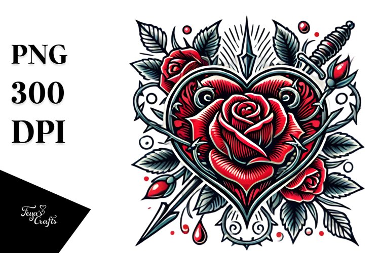 Tattoo Style Heart PNG