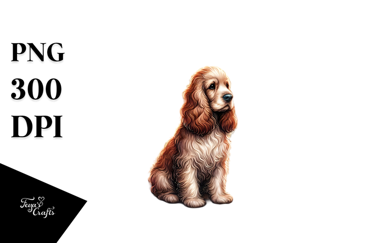 Cocker Spaniel Beach Sunset Clipart