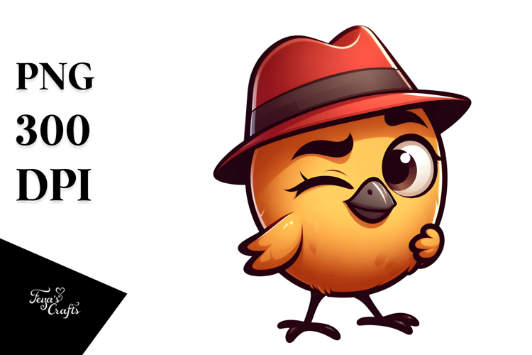 Funny Bird with Winking Eye PNG