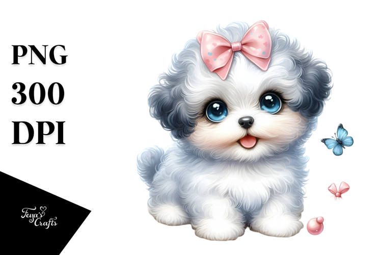 Baby Bichpoo Watercolor PNG