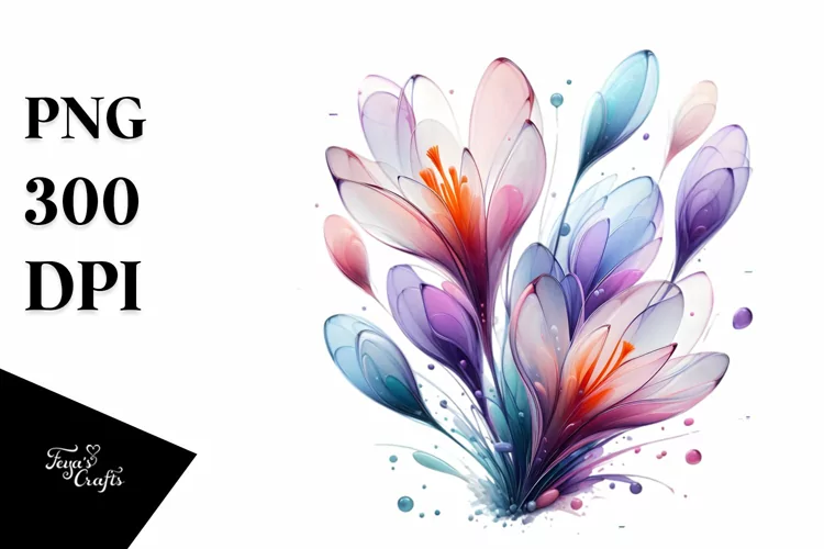 Abstract Pastel Glossy Crocus, PNG