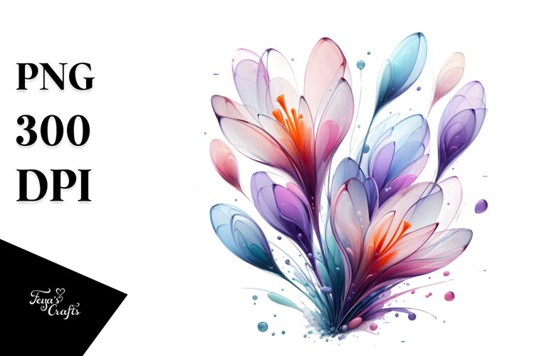 Abstract Pastel Glossy Crocus, PNG example image 1